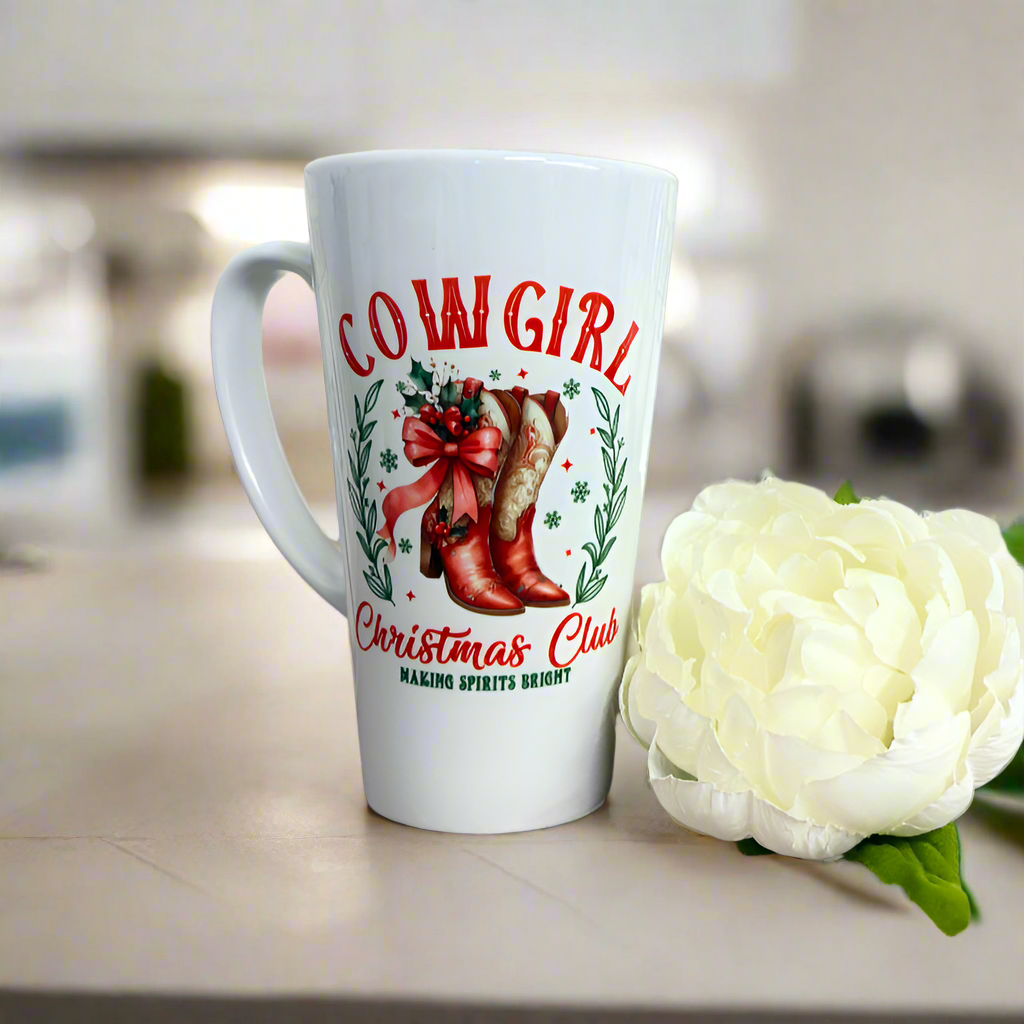 New Latte Ceramic Mug 17oz inc Box Cowgirl Christmas Club