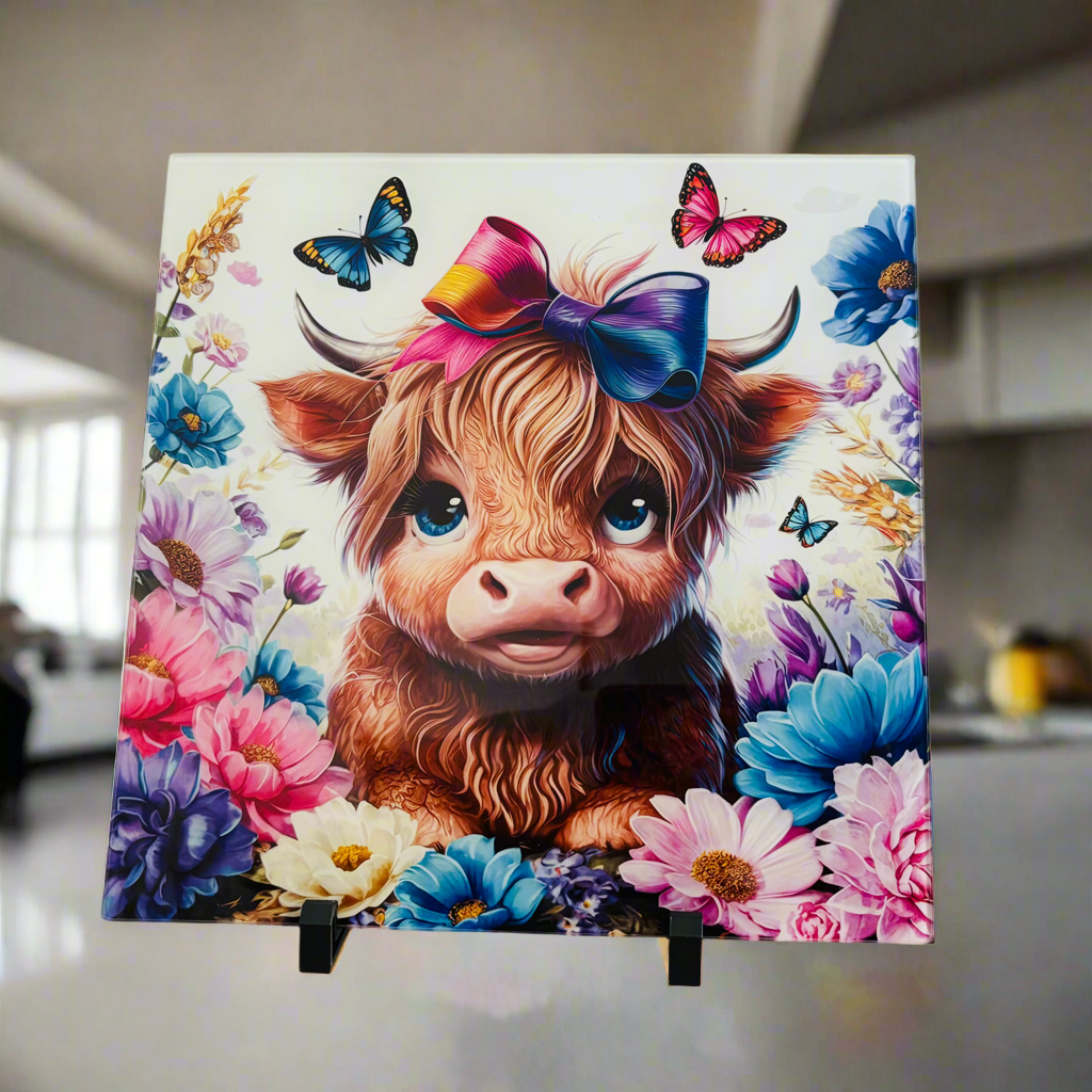 Rainbow Highland Cow 30cm Chopping Board