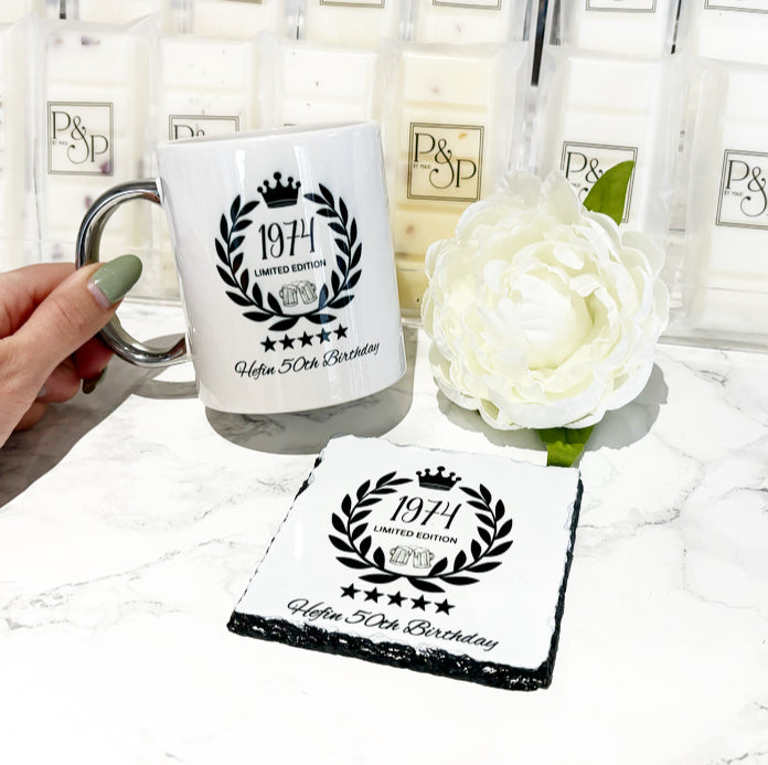 Year of Birth Mug and Coaster Set