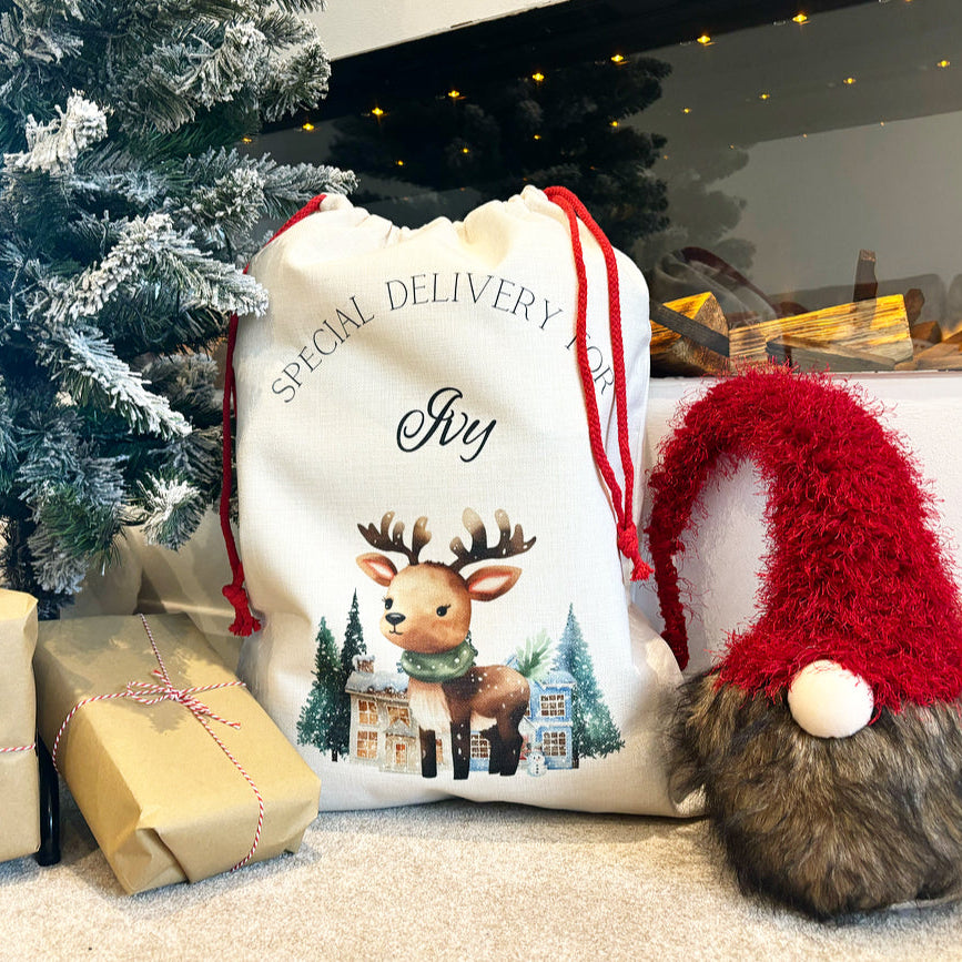 Reindeer Village Santa Sack