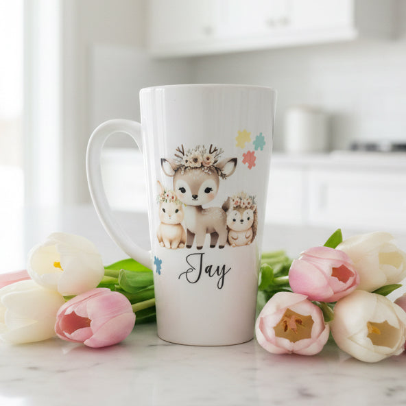 New Latte Ceramic Mug 17oz Woodland Animals with Autism Jigsaw Pieces inc Box
