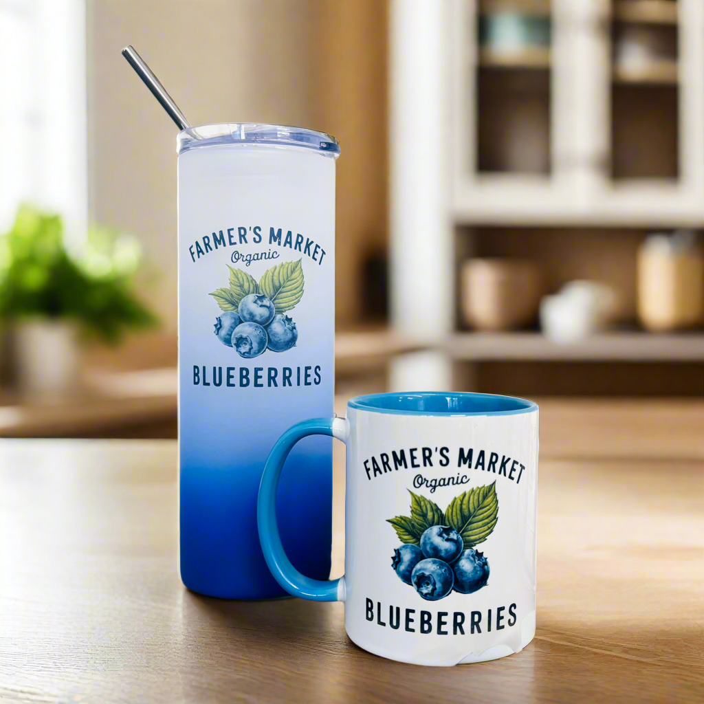 Vintage Blueberry Tall Midnight Blue Tall Skinny Glass Tumbler 25oz