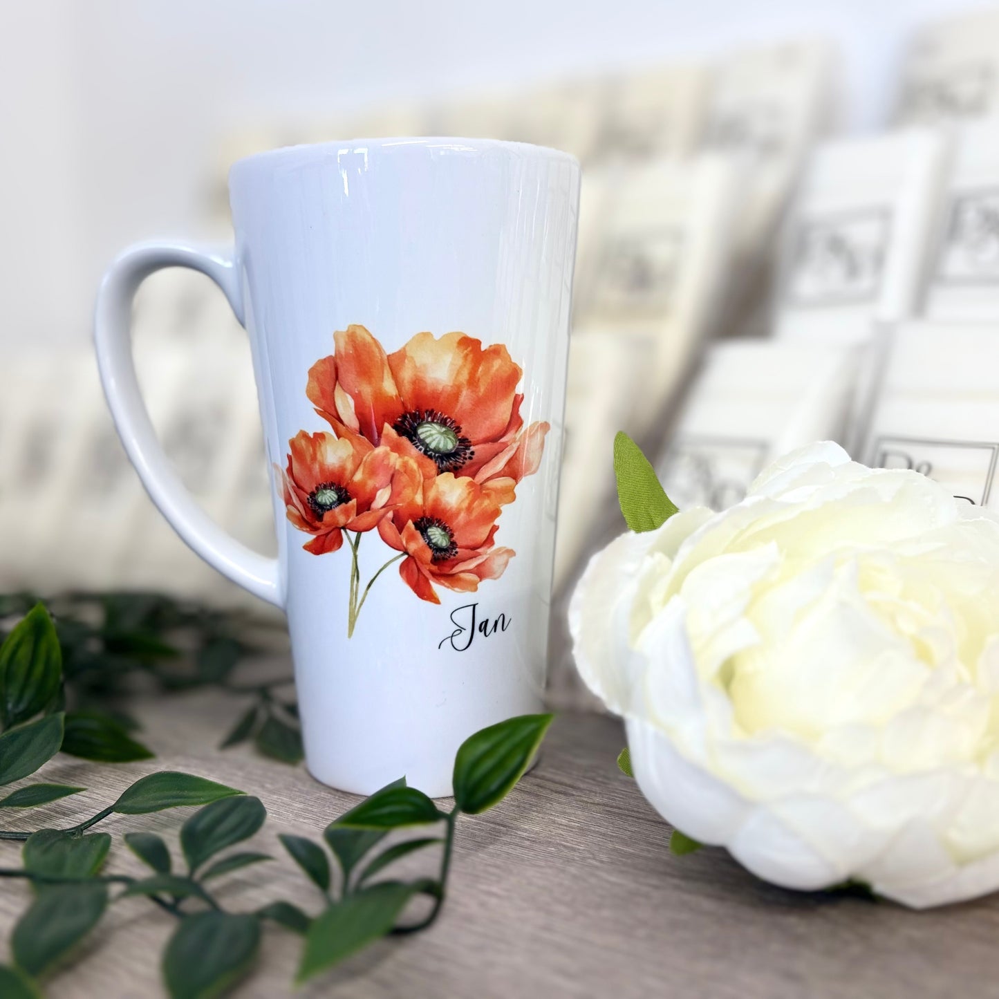 Latte Ceramic Mug 17oz Poppy