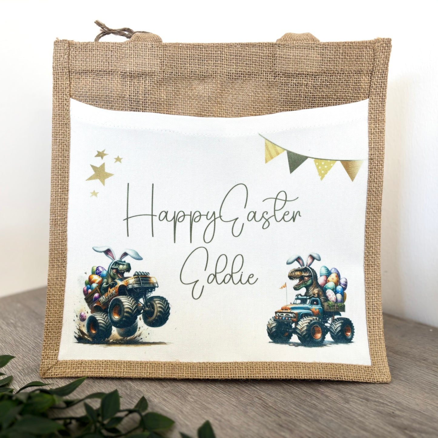 Happy Easter Monster Truck Design Tote Bag