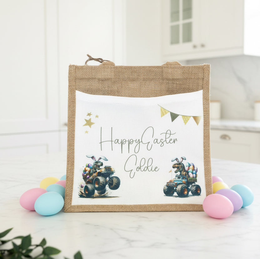 Happy Easter Monster Truck Design Tote Bag
