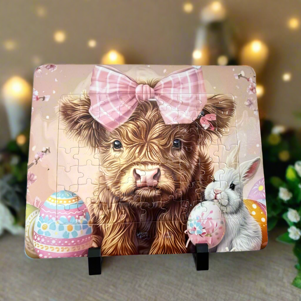 Easter Highland Cow Frame Jigsaw