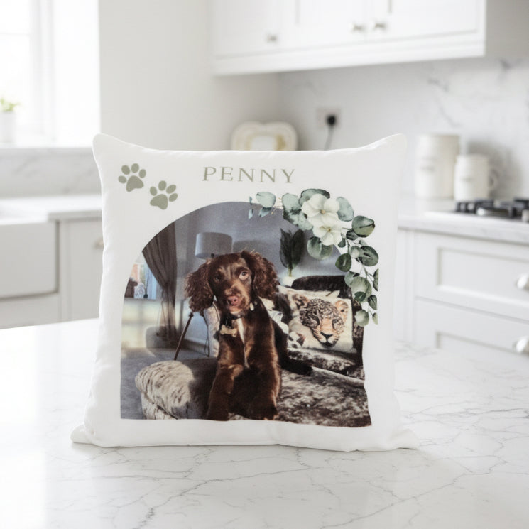 Name and Photo Paw Print Cushion 40cm