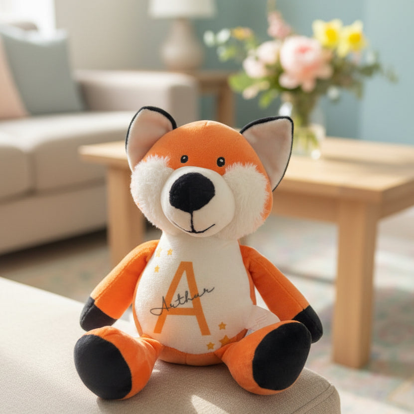 Fox Teddy Bear Plush with Initial & Name