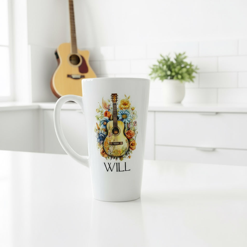 Guitar Latte Ceramic Mug 17oz inc Box