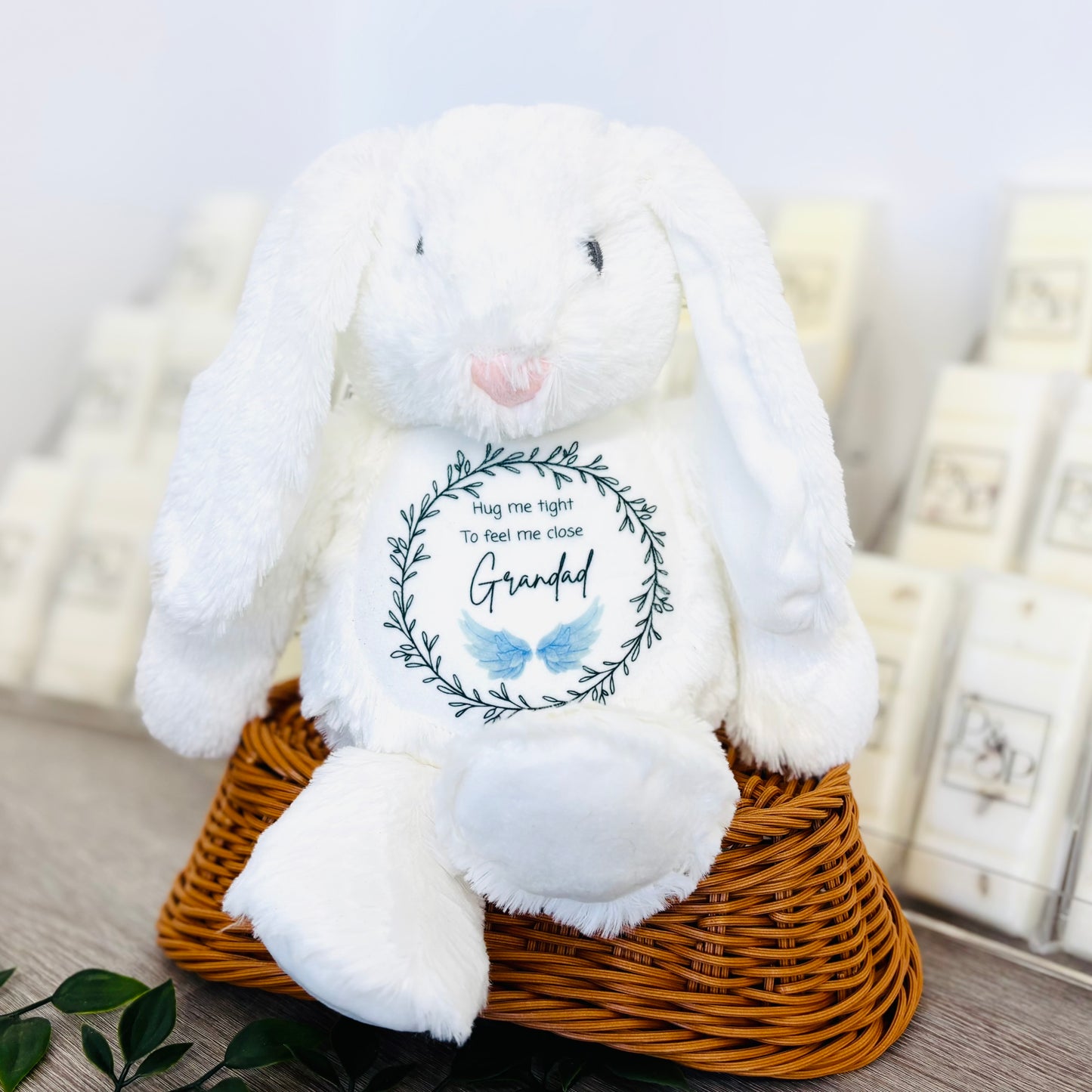 Floppy Rabbit Plush Teddy - Hug me tight and hold me close - Blue Wings