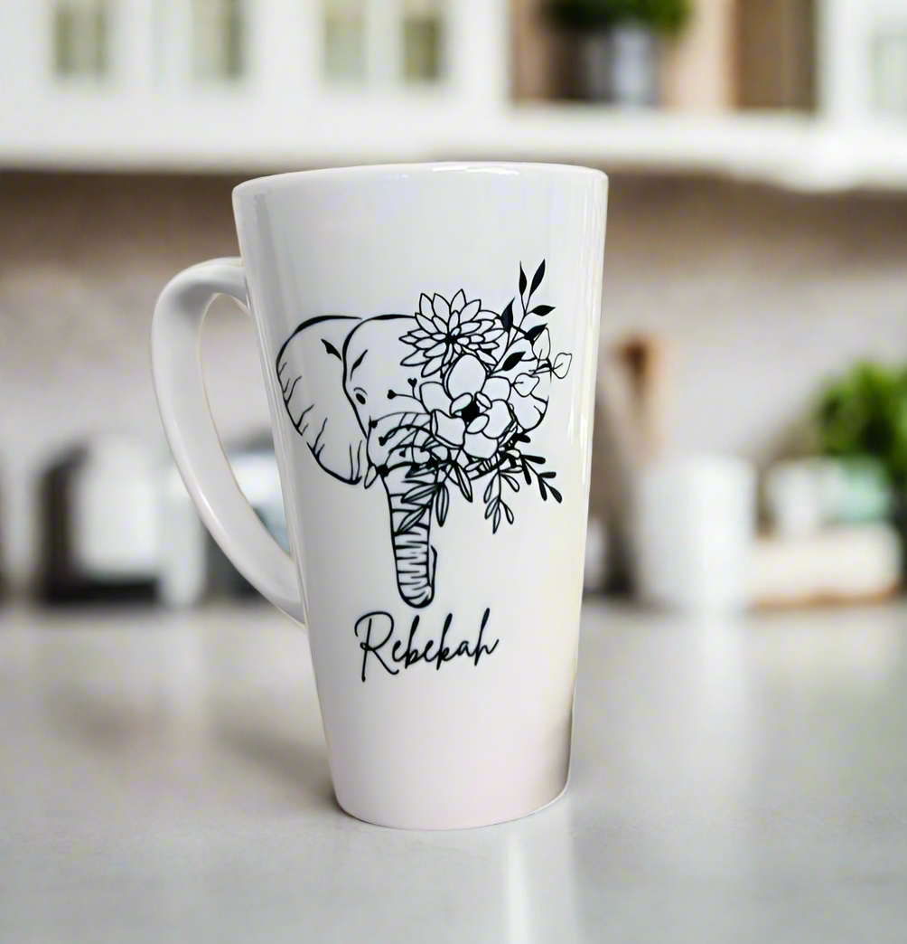 New Latte Ceramic Mug 17oz inc Box Elephant Design