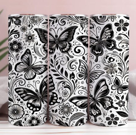 Black Butterfly Stainless Steel Tumbler