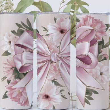 Large Pink Bow Skinny Tumbler