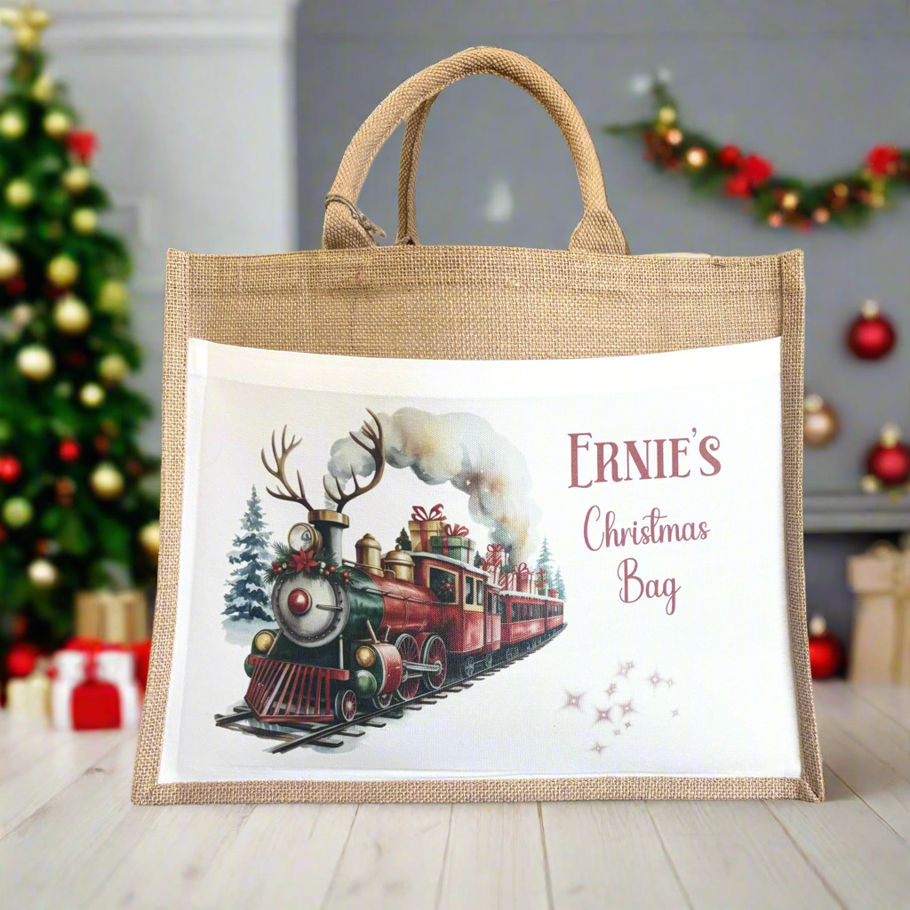 Christmas Eve Tote Bag - Red Snowman Train