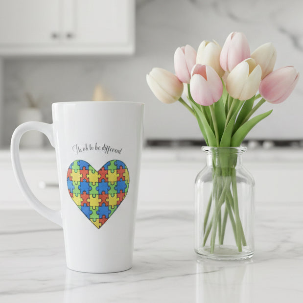 New Latte Ceramic Mug Autism Love Heart 17oz inc Box