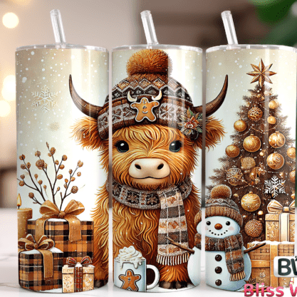 Highland Cow Neutral Skinny Tumbler 600ml