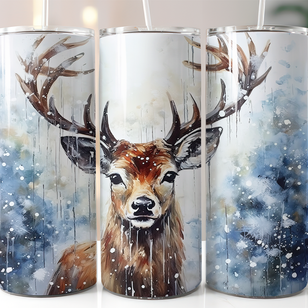 Blue Scene Stag Christmas Skinny Tumbler 600ml