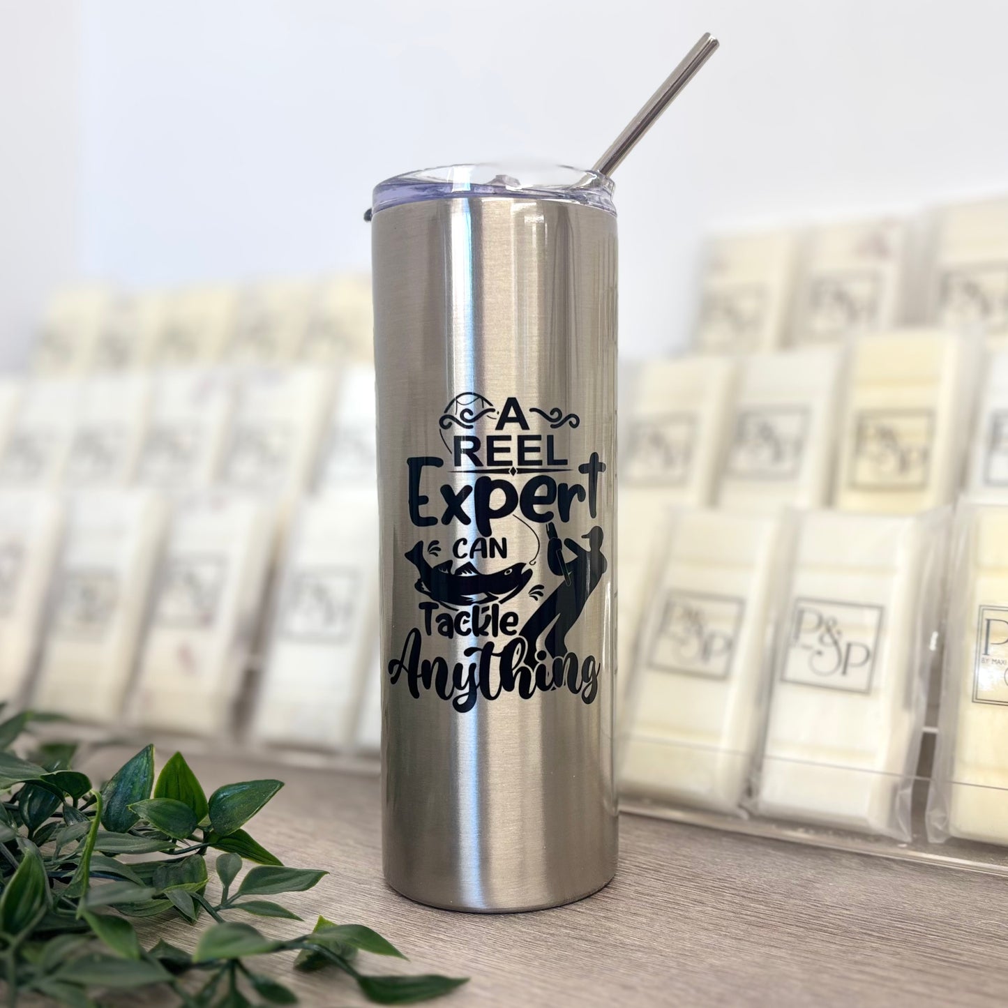 “A Reel Expert” Fishing Silver Stainless Steal Tumbler