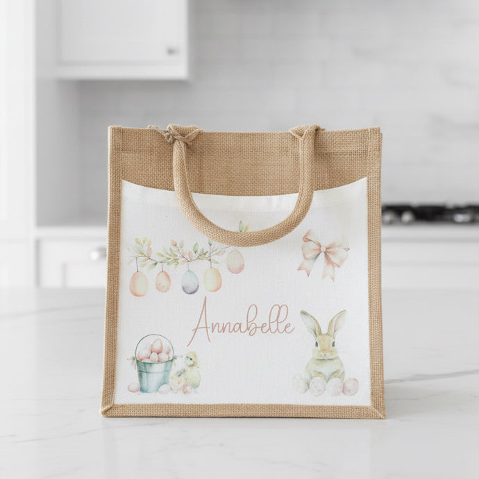 Easter White Brown Rabbit/Duck Design Tote Bag