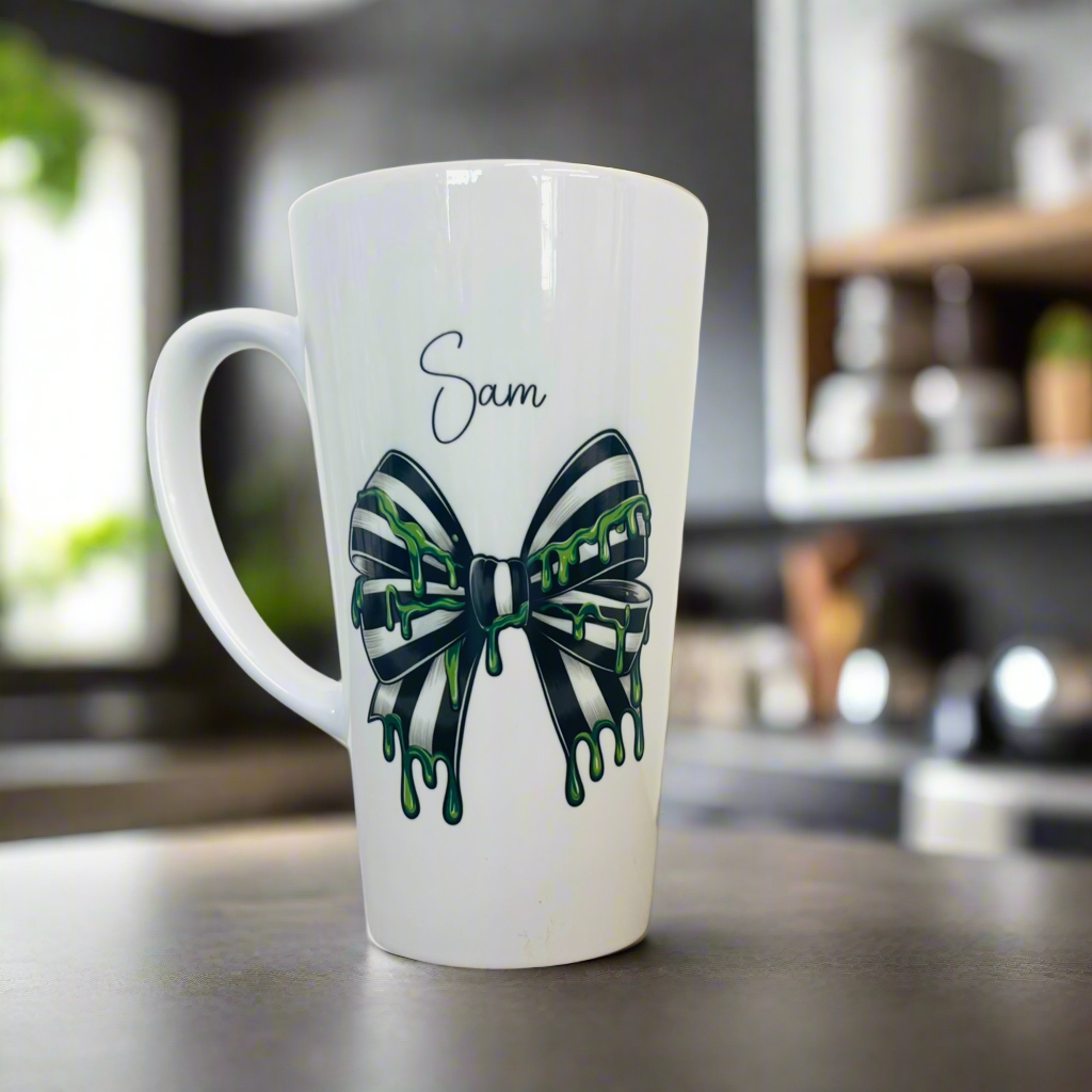 Black and White bow 17oz Latte Mug
