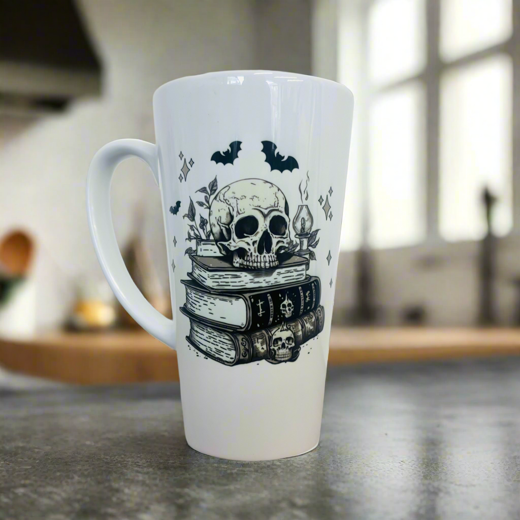 Skull and Books 17oz Latte Mug