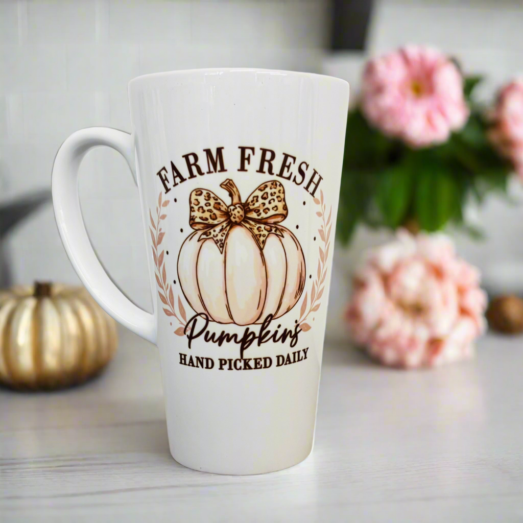 Farm Fresh Pumpkins Pink Latte 17oz Latte Mug