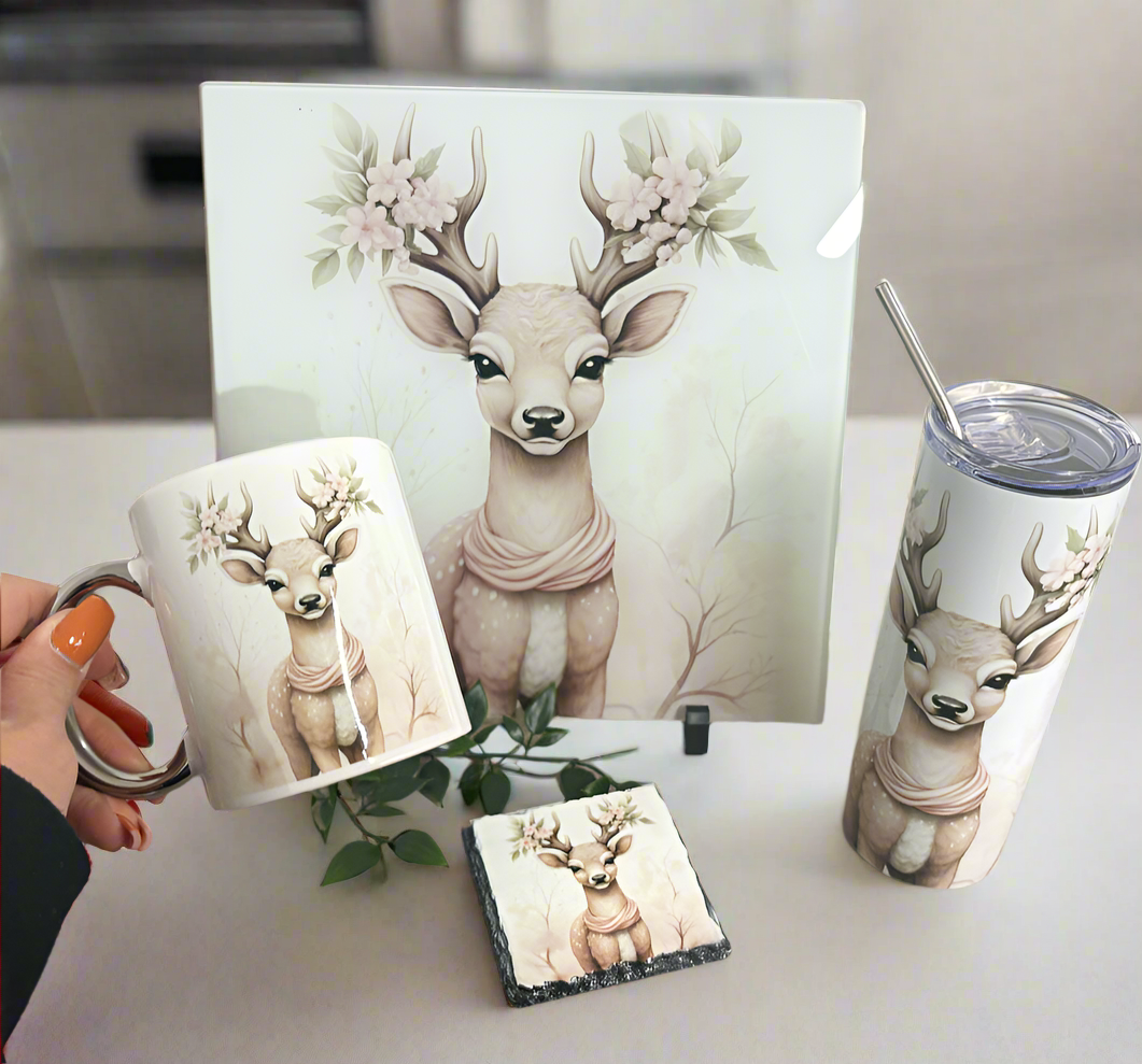 Dusky Pink Deer (Splashback, Tumbler & Mug and Coaster)