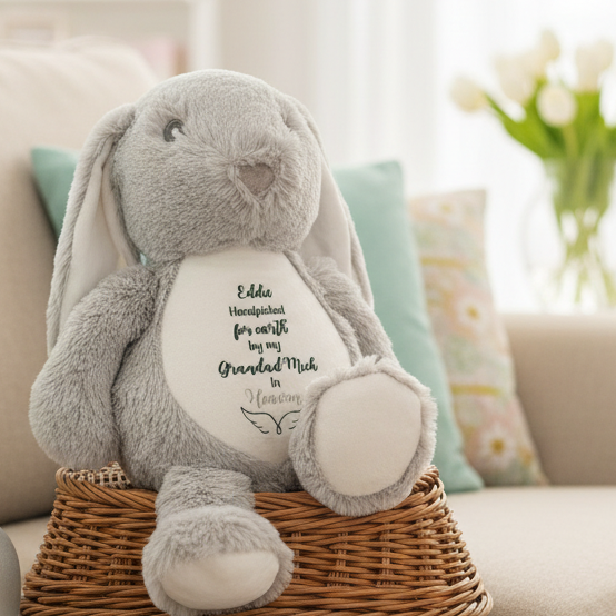 Floppy Rabbit Plush Teddy -“Handpicked for Earth” with Angel Wings