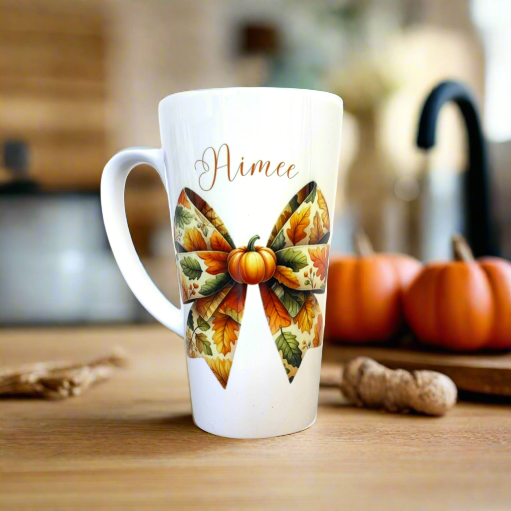 Autumnal Pumpkin Bow Latte 17oz Latte Mug