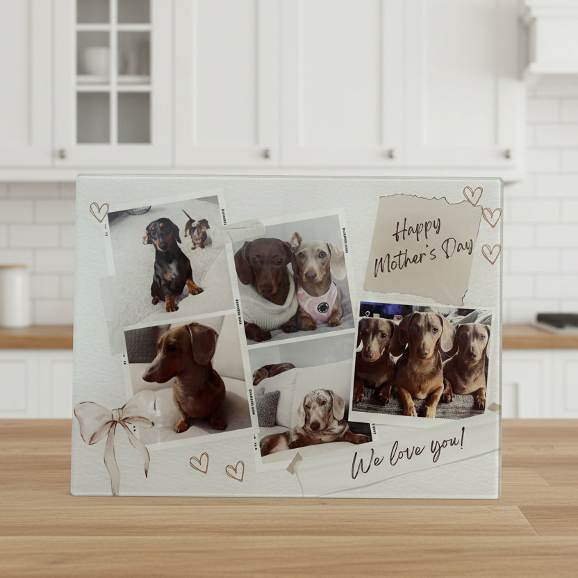 5 Photo Chopping Board Bow Design