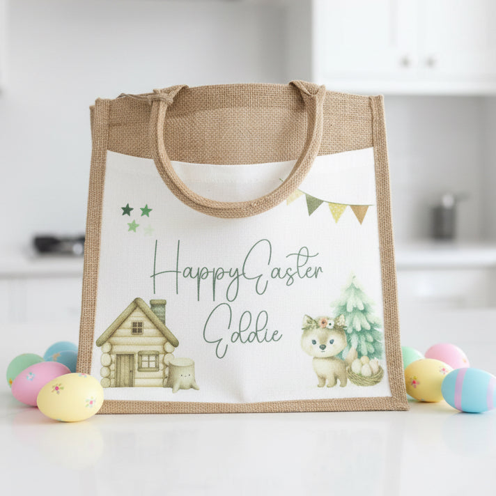 Happy Easter Woodland Animal Design Tote Bag