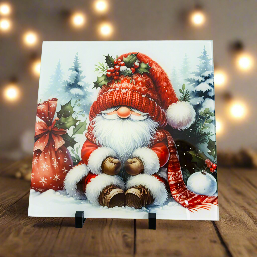 Red Santa Gonk Chopping Board 30cm