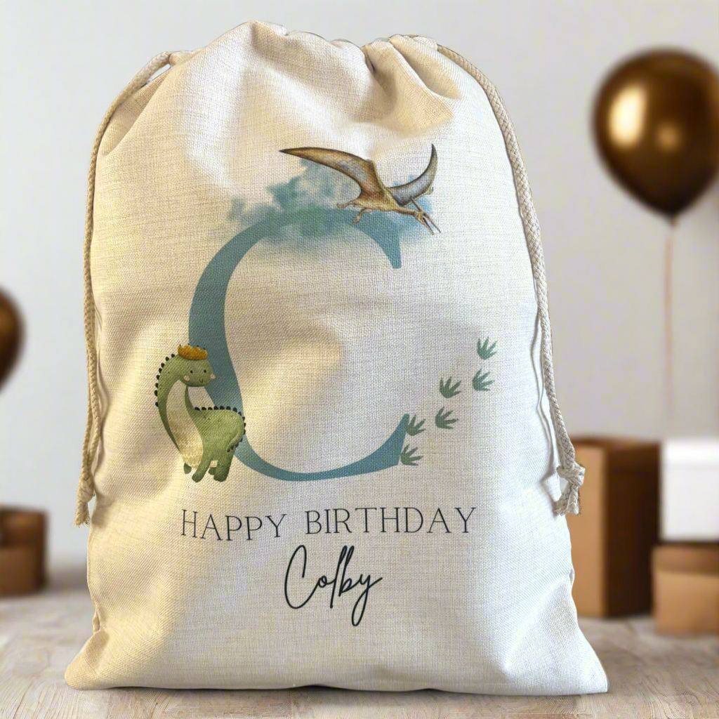 Initial Dinosaur Birthday Sack