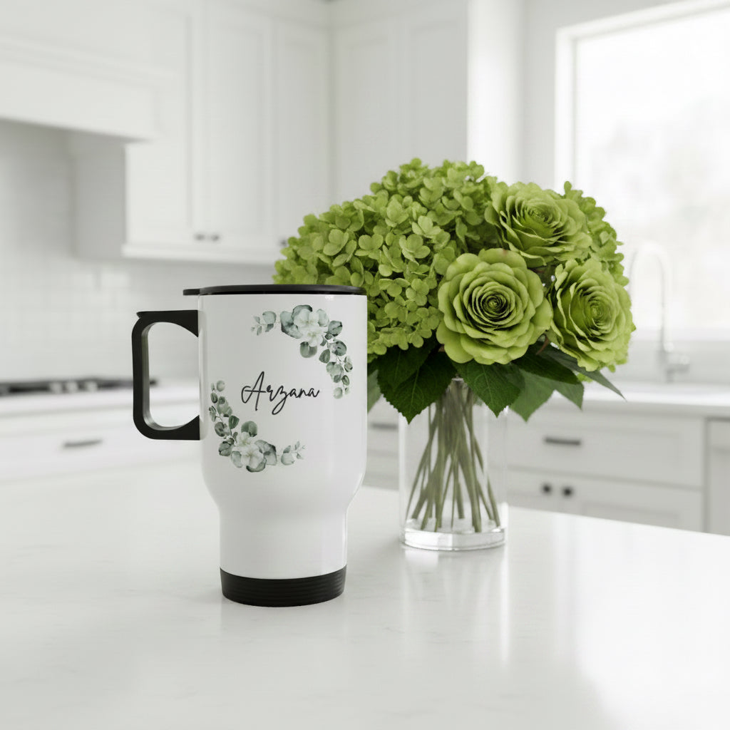 Name with wreath 14oz Travel Mug