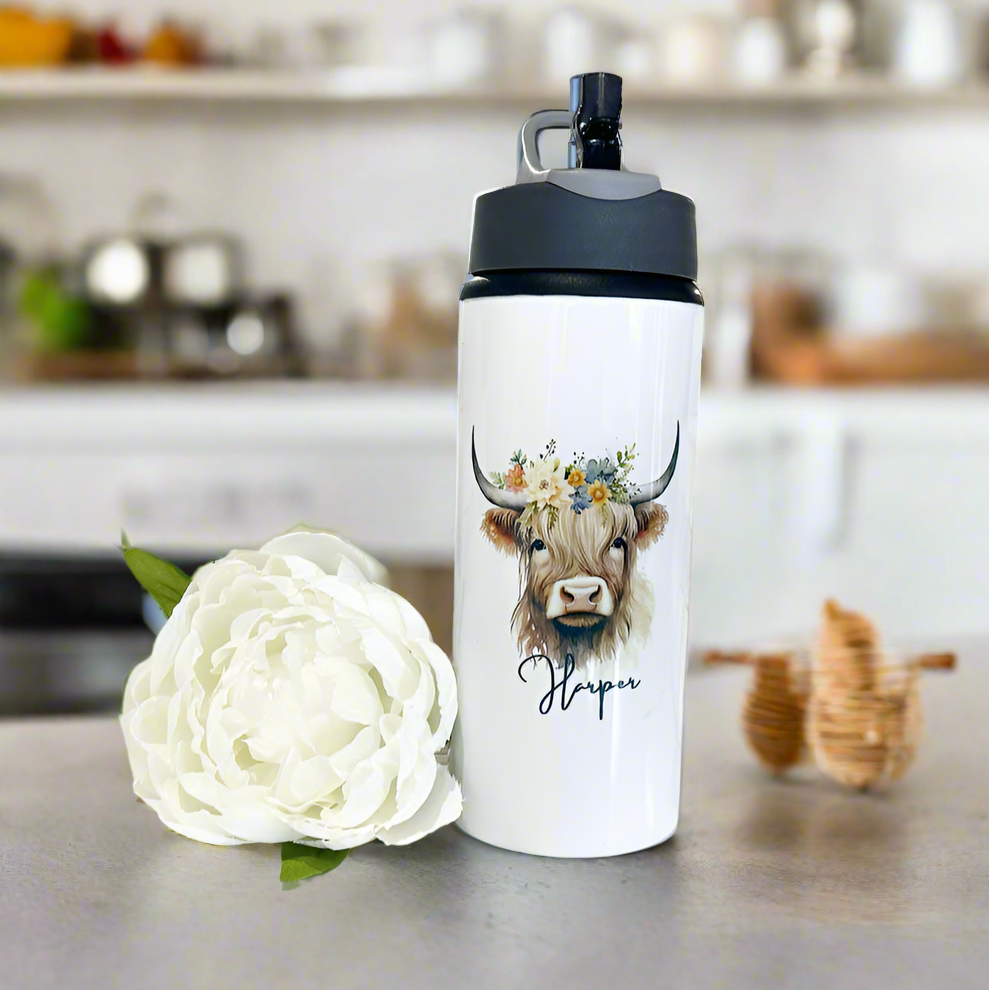 Highland Cow Sports Bottle