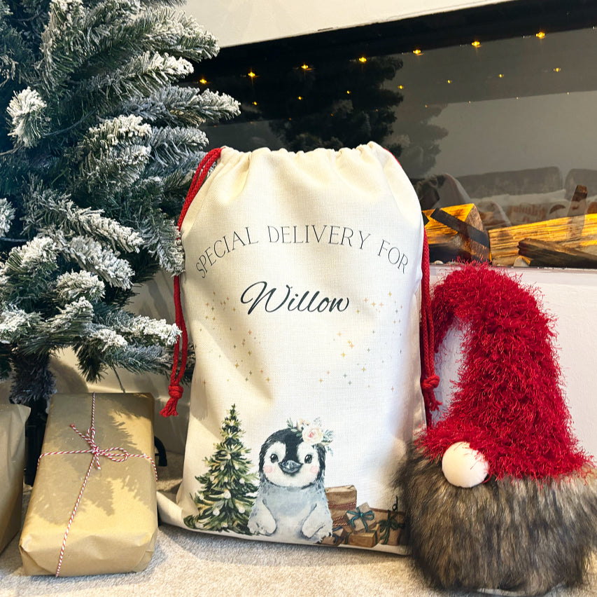 Santa Sack Penguin Floral Headpiece