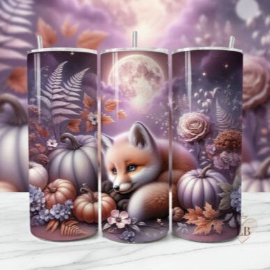 Fox and Pumpkins Skinny Tumbler