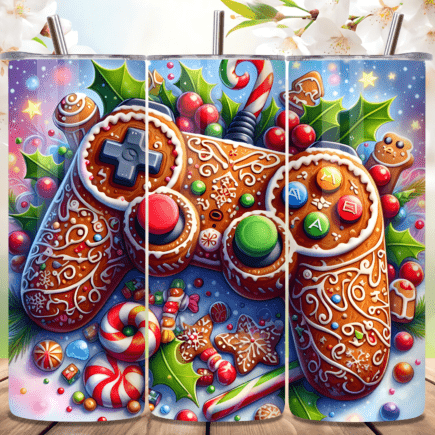 Controller Gingerbread Christmas Skinny Tumbler 600ml