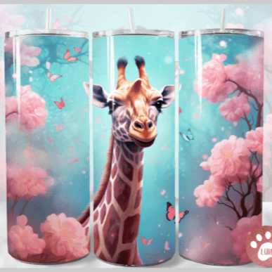 Blue and Pink Giraffe Tumbler