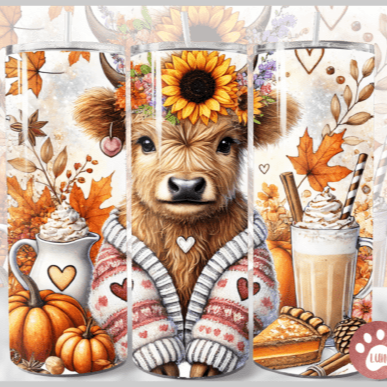 Sweater weather Highland Cow Halloween Skinny Tumbler