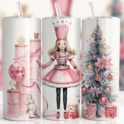 Pink Nutcracker Christmas Skinny Tumbler 600ml