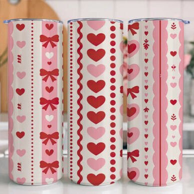 Valentines Tumbler Hearts and Bows