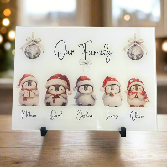 Penguin family Christmas a3 Splash back/ Chopping Board