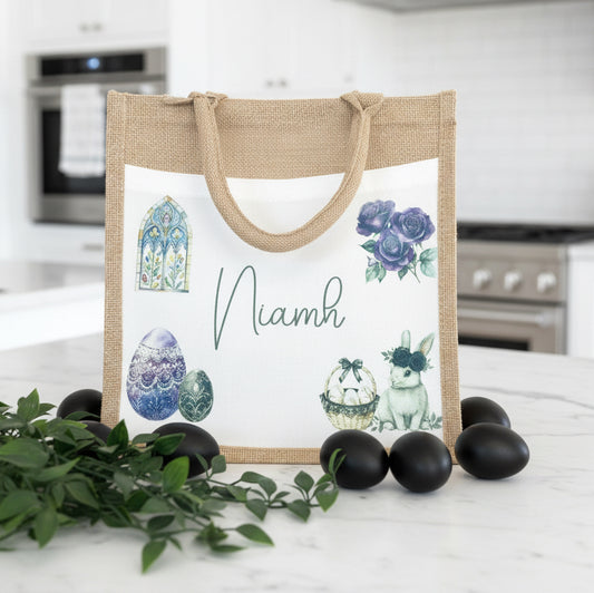 Easter Roses and Rabbit Design Tote Bag