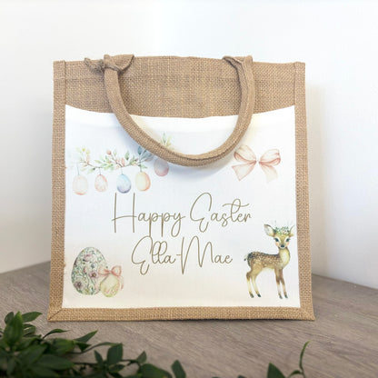 Happy Easter Deer Design Tote Bag