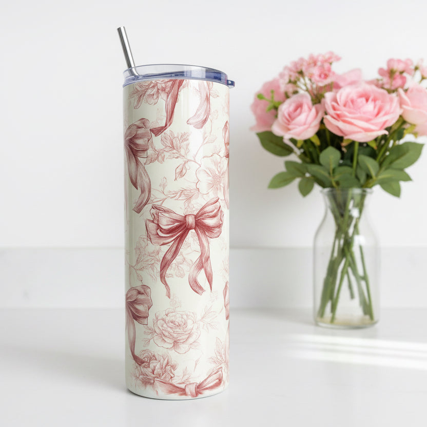 Floral Bow and Roses2 Named Tumbler