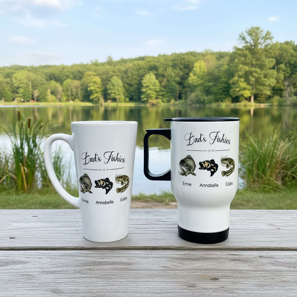 Daddy/Dad/Grandads Fishies Latte and Travel Mug bundle