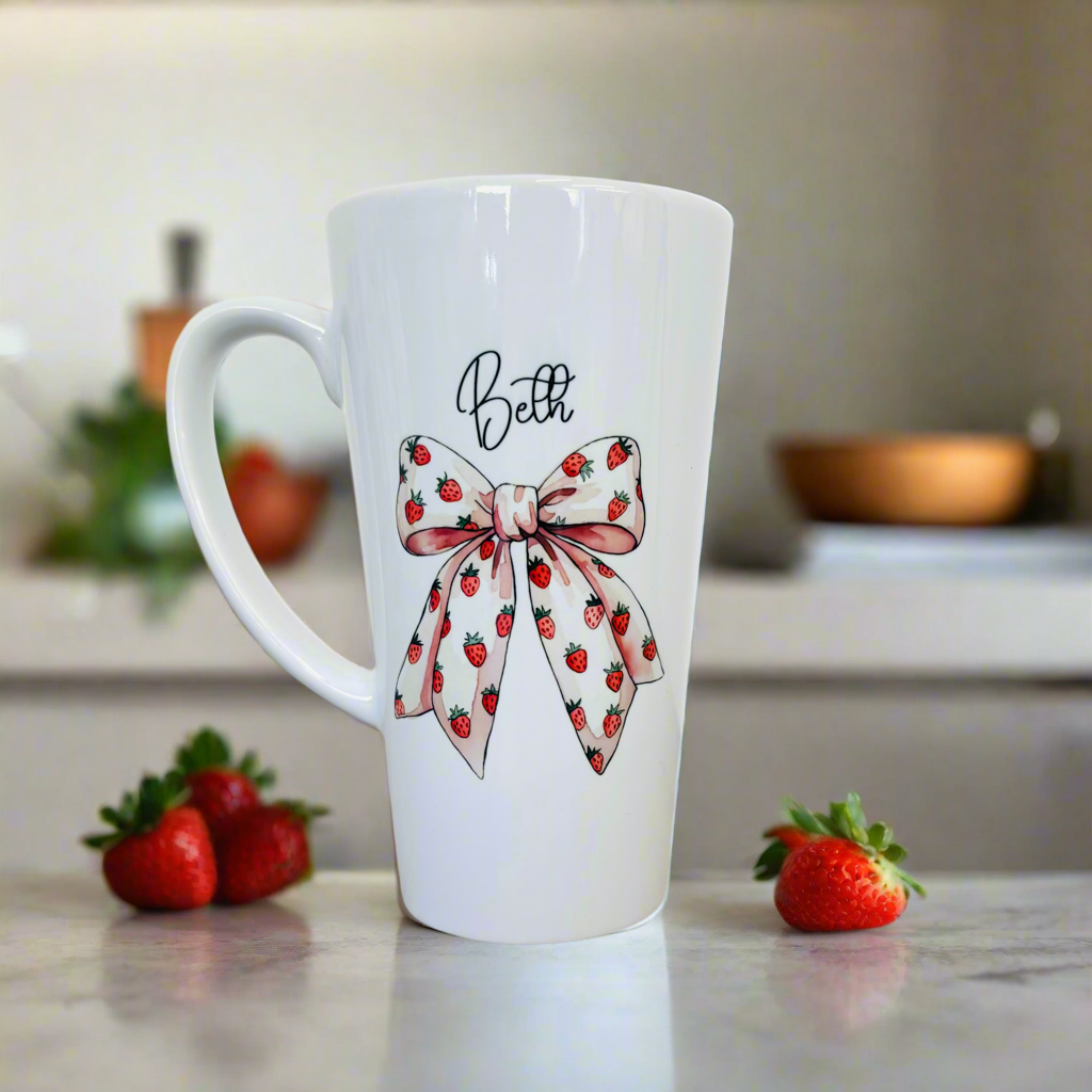 Stawberry Bow Fruit 17oz Latte Mug