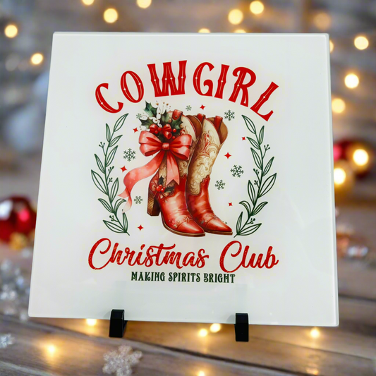 Cowgirl Christmas Club Chopping Board 30cm