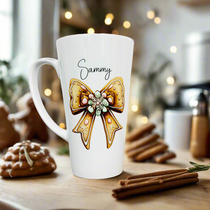 Gingerbread Bow Latte Ceramic Mug 17oz inc Box